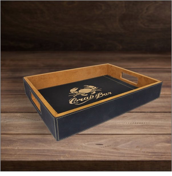 Laserable Leatherette Serving Tray - HOT TOPS GRAPHICS-Black-Gold